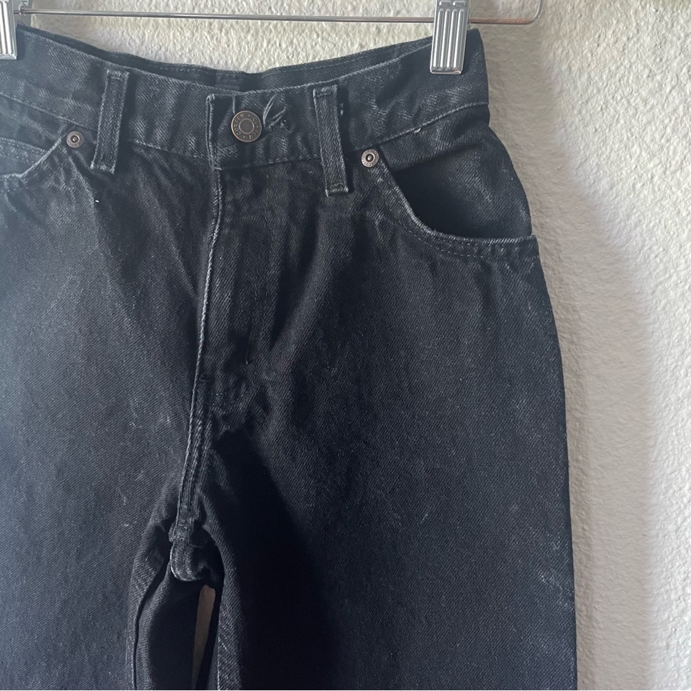 Vintage Curfew Tapered Jeans Girls 14 Slim (23x26) Black Distressed Cotton - Picture 5 of 16
